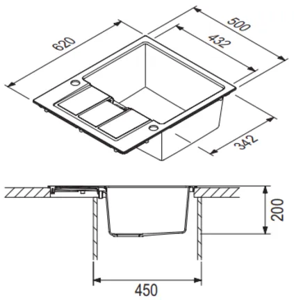 Spoedkeuken FRANKE: Built-in sink Sirius S2D 611-62, made of Tectonite carbon 87502 1